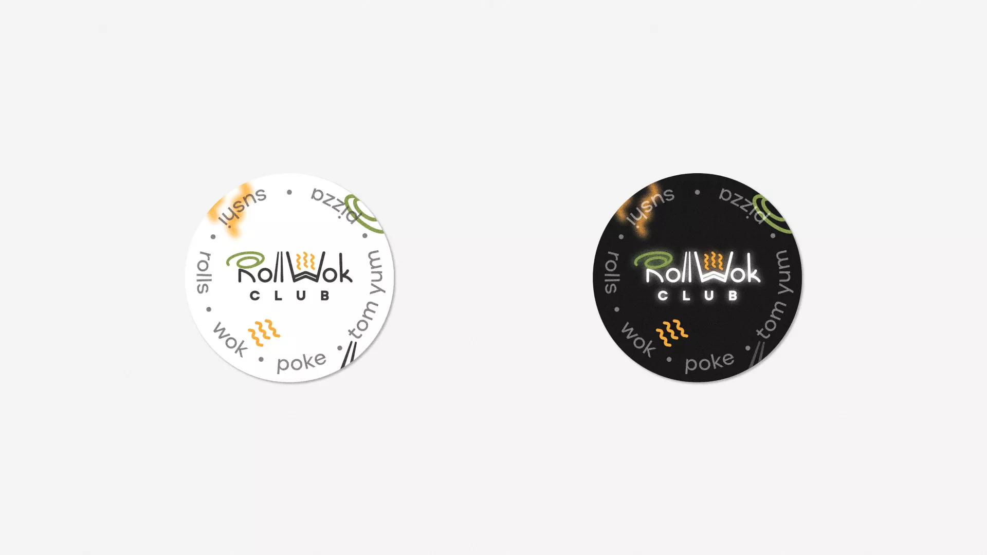 Разработка наклеек для суши-бара «Roll Wok Club» в Катайске